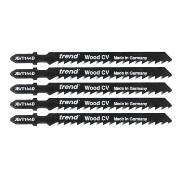 Trend JB/T144D 75 x 4 x 100mm Fast Up-Cut Jigsaw Blades Wood CV x5 Pcs