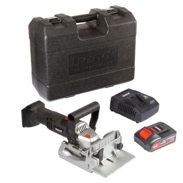Trend T18S/BJK1 18v TXLI Cordless Biscuit Jointer Kit Inc 1x 4.0Ah Battery