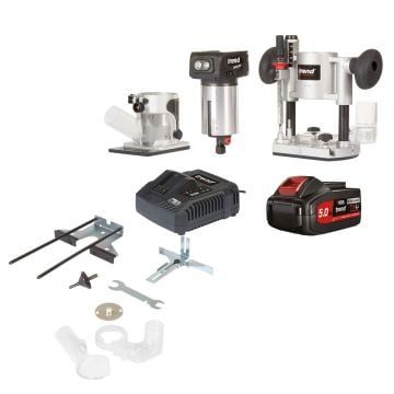 Trend T18S/R14PB Cordless 1/4” 18v Brushless Dual-Base Trim & Plunge Router Inc 1x 5.0Ah Batts