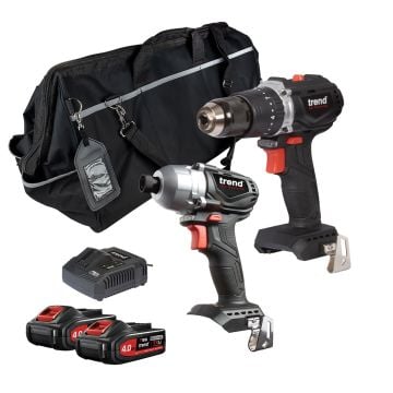 Trend T18S/CDBIDB 18v TXLI Twin Kit Combi Drill & Impact Driver Inc 2x 4.0Ah Batts