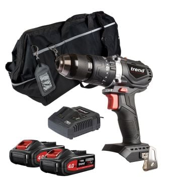 Trend T18S/CDBKIT 18v TXLI Cordless Brushless Combi Drill Inc 2x 4.0Ah Batts