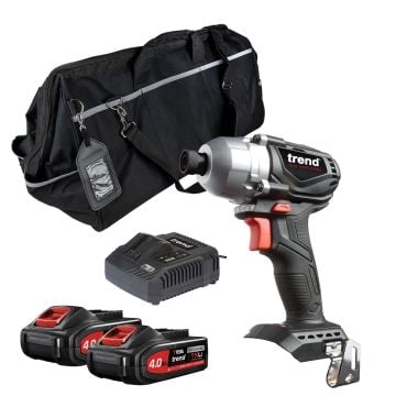 Trend T18S/IDBKIT 18v TXLI Cordless Brushless Impact Driver Inc 2x 4.0Ah Batts