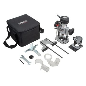 Trend T1EPS 710W 1/4" Dual-Base Trim & Plunge Router 240v