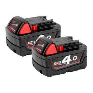 Milwaukee M18 B4 18v REDLITHIUM 4.0Ah Li-Ion Battery Twin Pack