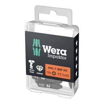 Wera 855/1 Impaktor Bit Pozi PZ2 25 mm Box x10 Pcs