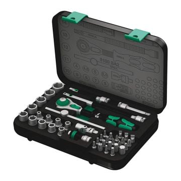 Wera 8100 SA 2 Zyklop 1/4" Speed Ratchet / Socket / Bit Set x43 Pcs 05003533001