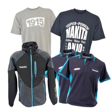 Makita Winter Warmer Bundle Inc 2x XGT Polo Shirts, 2x Assorted T-Shirts & 1x Zip Through Tornado Fleece