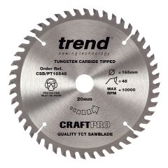 Trend CSB/PT16548 CraftPro Plunge Saw Blade 165mm x 48 Teeth x 20mm