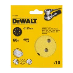 DeWalt DT3102-QZ ROS QUICK FIT Sanding Discs 125mm 60 Grit x10 Pcs for DCW210N & DWE6423