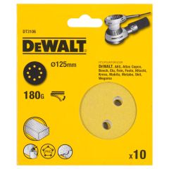 DeWalt DT3106-QZ ROS QUICK FIT Sanding Discs 125mm 180 Grit x10 Pcs for DCW210N & DWE6423