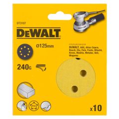 DeWalt DT3107-QZ ROS QUICK FIT Sanding Discs 125mm 240 Grit x10 Pcs for DCW210N & DWE6423