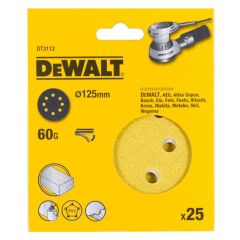 DeWalt DT3112-QZ ROS QUICK FIT Sanding Discs 125mm 60 Grit x25 Pcs for DCW210N & DWE6423