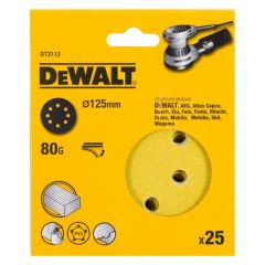 DeWalt DT3113-QZ ROS QUICK FIT Sanding Discs 125mm 80 Grit x25 Pcs for DCW210N & DWE6423