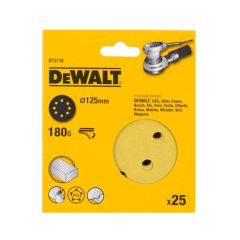 DeWalt DT3116-QZ ROS QUICK FIT Sanding Discs 125mm 180 Grit x25 Pcs for DCW210N & DWE6423