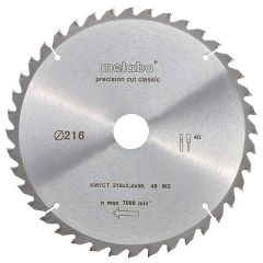 Metabo 628060000 Precision Cut Wood - Classic 216mm x 30mm Circular Saw Blade 40T