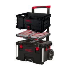 Milwaukee PACKOUT 3 Piece Kit Inc 1x Slim Organiser, 1x Crate + Trolley Box 4932493927