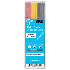 OX Tools P503201 Tuff Carbon Basic Colour & Graphite Pencil Lead Pack x10 Pcs