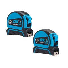 OX Tools P505455 Pro Dual Auto Lock Tape Measure 5m / 16ft Twin Pack 