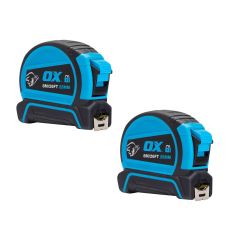 OX Tools P505488 Pro Dual Auto Lock Tape Measure 8m / 26ft Twin Pack 