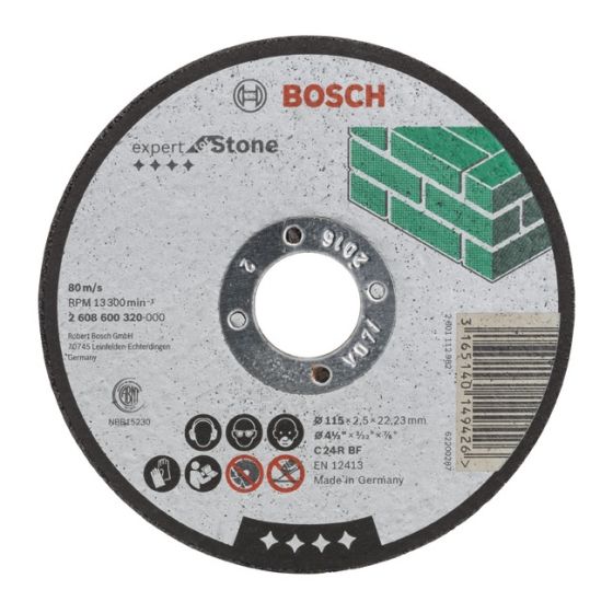 Bosch Straight Cutting Disc Expert for Stone Grinding 115mm 2608600320