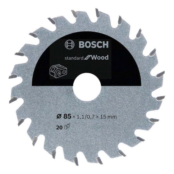 Bosch Standard for Wood Circular Saw Blade for Cordless Saws 85 x 1.1 / 0.7 x 15 mm T20