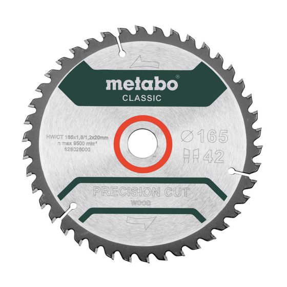 Metabo 628026000 Precision Cut Wood - Classic 165mm x 20mm Circular Saw Blade 42T