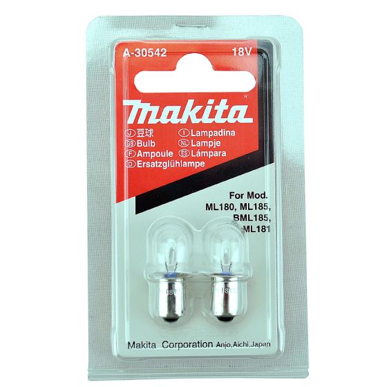Makita A-30542 Pack Of 2 Replacement Bulbs For ML180 / ML185 / BML185 / DML185 / ML181