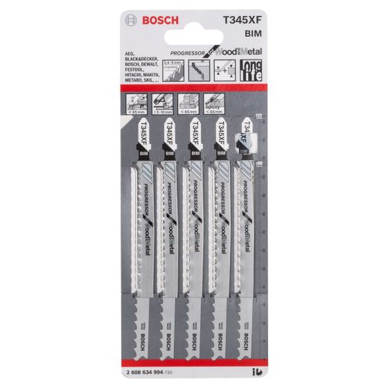 Bosch T345XF BIM Progressor Wood & Metal Jigsaw Blades x5 2608634994