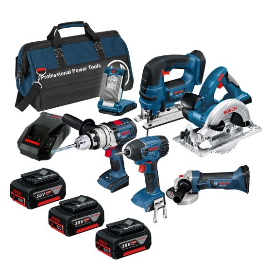 Bosch Professional BAG+6RS 18v 6 Piece Cordless Tool Kit with 3x 5.0Ah In LBAG+ 0615990H98