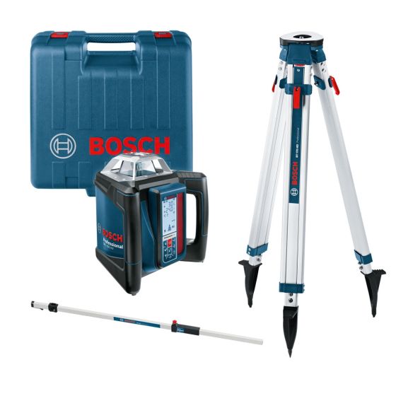 Bosch Professional GRL 500 HV Rotary Laser Level Measuring Tool With Cut & Fill Rod And Tripod