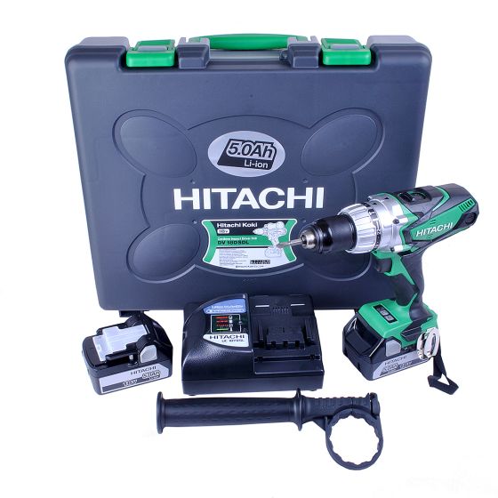 Hitachi DV18DSDL/JJ 18v Cordless Combi Drill inc 2x 5.0Ah Li-ion Batteries in Carry Case