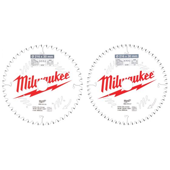 Milwaukee CSB 216mm x 30mm Circular Saw Blades For Mitre Saws Twin Pack (x2 Pcs) 4932479575