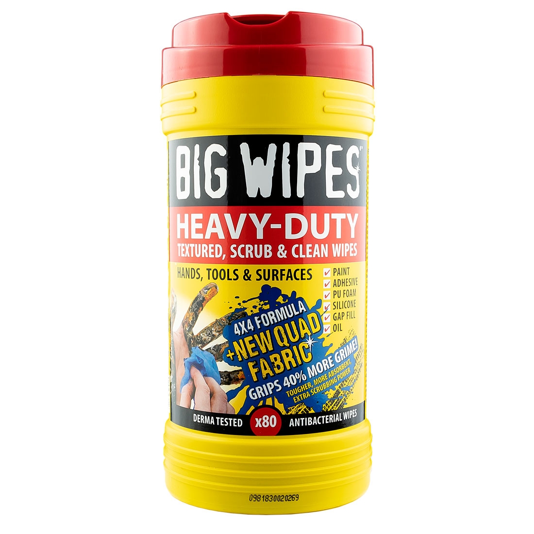80 count Big Wipes 60020048 Black Top Heavy Duty Industrial Scrubbing Wipes 
